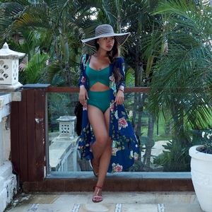 Green one piece bathing suit